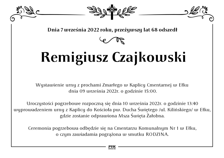 Remigiusz Czajkowski - nekrolog